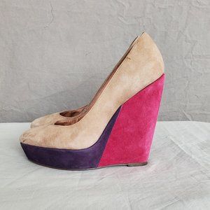Steve Madden Suede Color Block Heeled Wedges